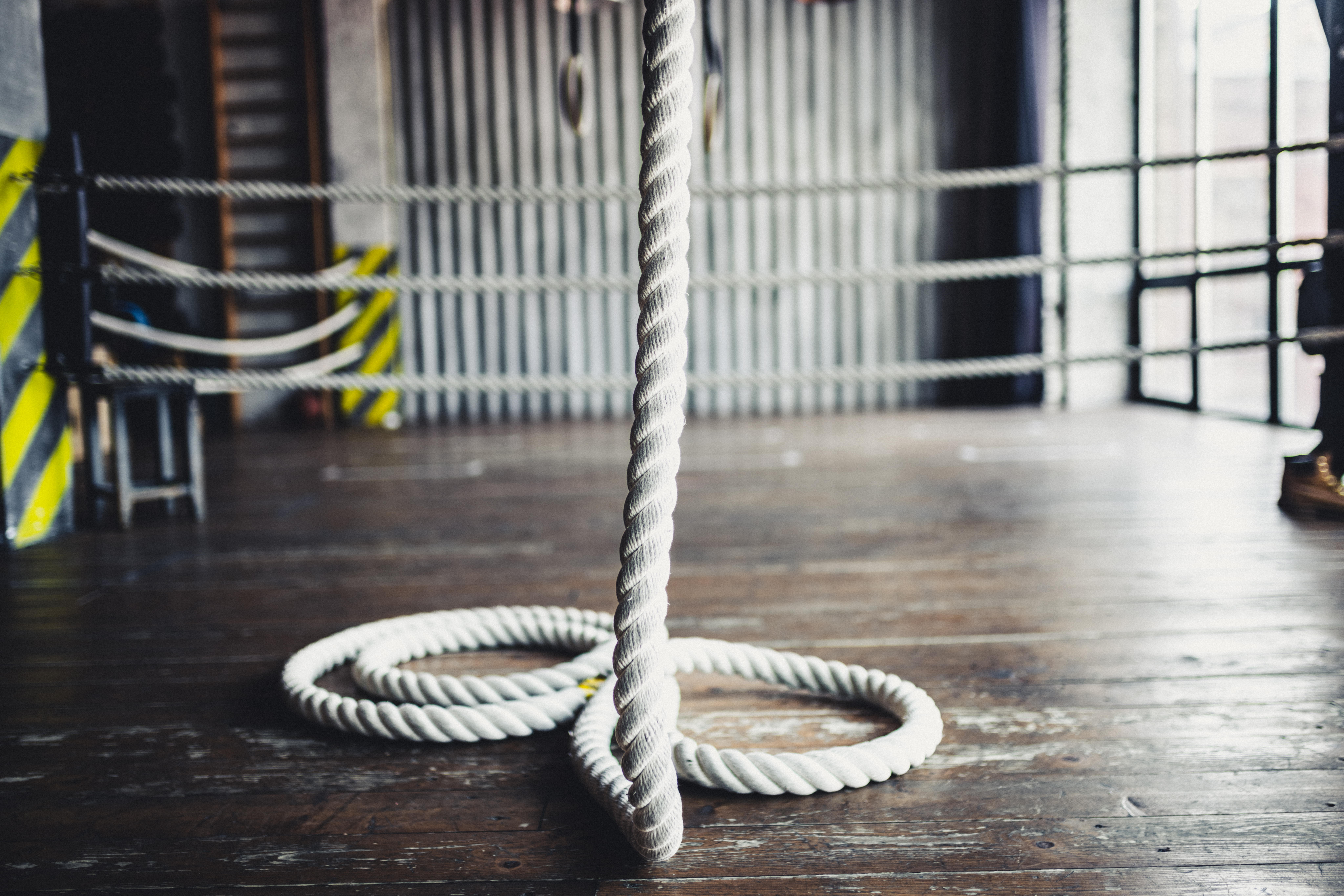 Heavy-duty utility rope in an industrial setting